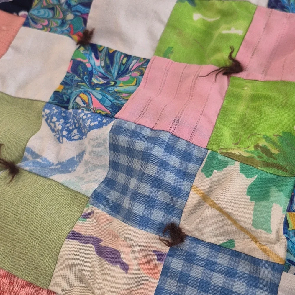 Vintage Handmade Patchwork Quilt Multicolor Shabby Cottage Granny 44